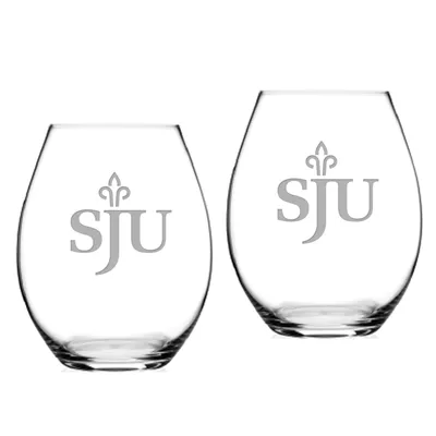 Saint Joseph's Hawks 20oz. 2-Piece Riedel Stemless Wine Glass Set