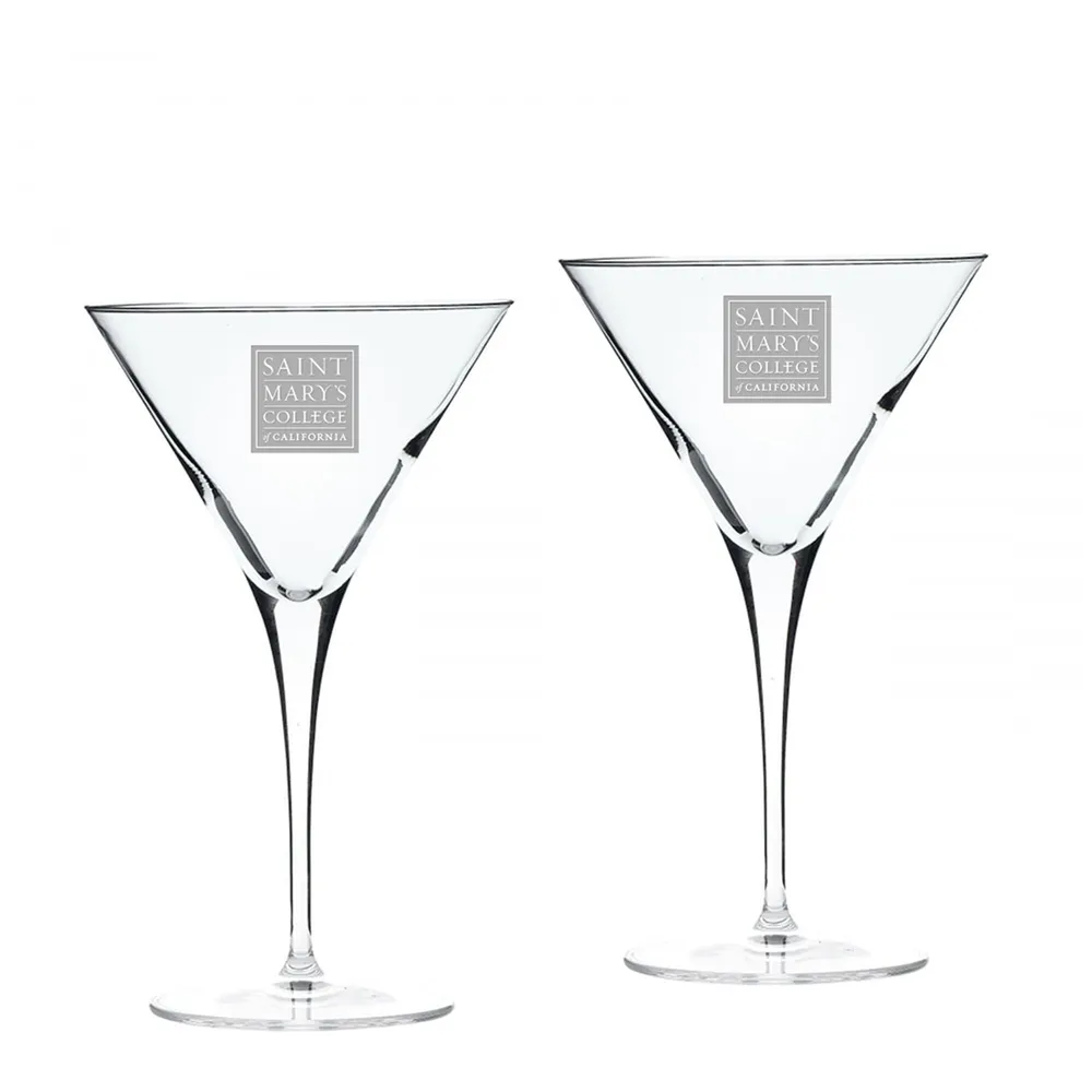 10 oz Set of 2 Luigi Bormioli Titanium Martini Glasses Etched