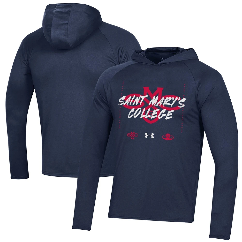 Under Armour  Navy Saint Mary's Gaels 2023 On Court Bench Shooting Long Sleeve Hoodie T-Shirt