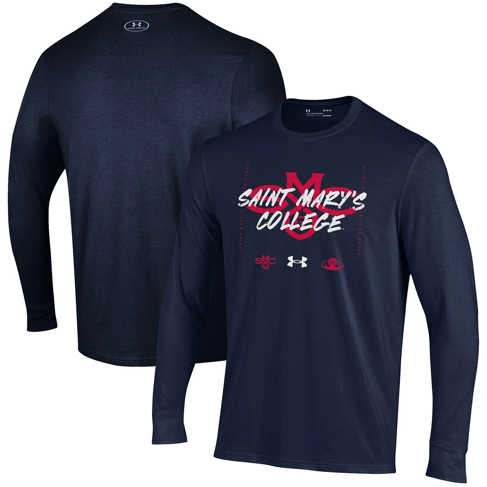 T-shirt à manches longues Under Armour Saint Mary's Gaels 2023 On Court Bench Unity bleu marine pour jeune