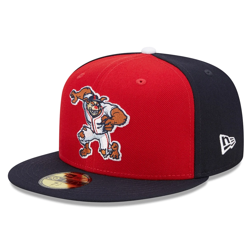 Casquette ajustée New Era rouge/bleu marine Salem Red Sox Marvel x Minor League 59FIFTY pour homme