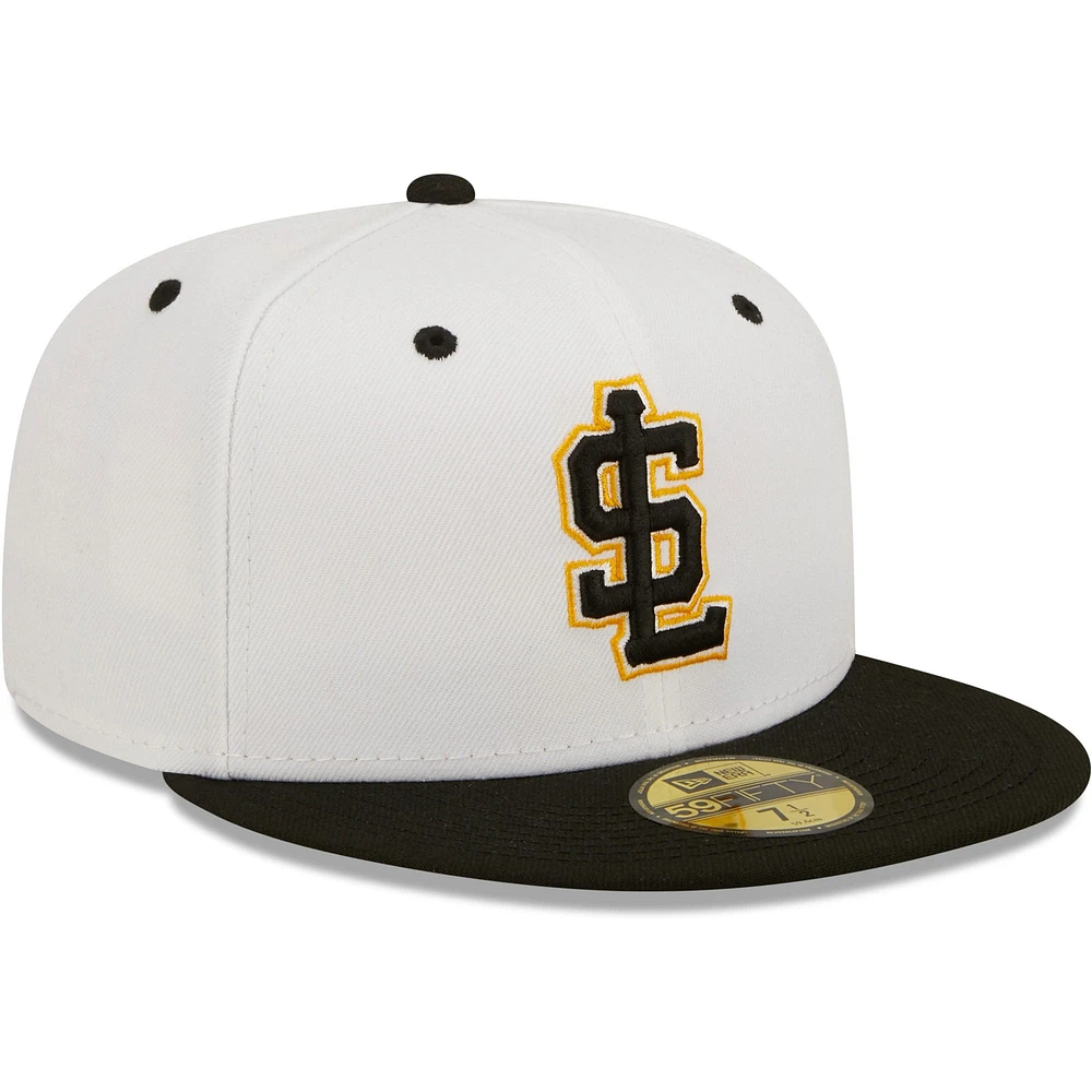 Men's New Era White Salt Lake Bees Alternate Logo Authentic Collection 59FIFTY Fitted Hat