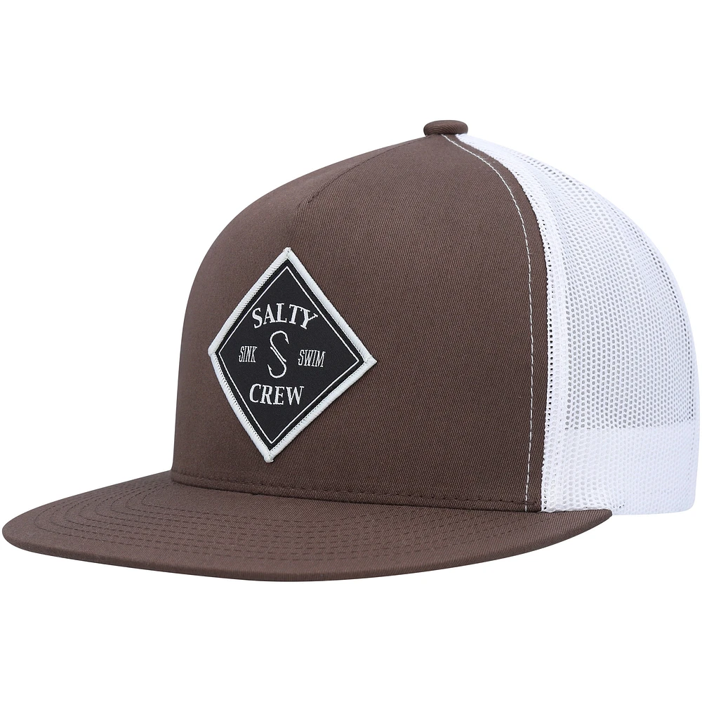 Casquette Snapback Salty Crew marron/blanc Tippet Trucker pour hommes