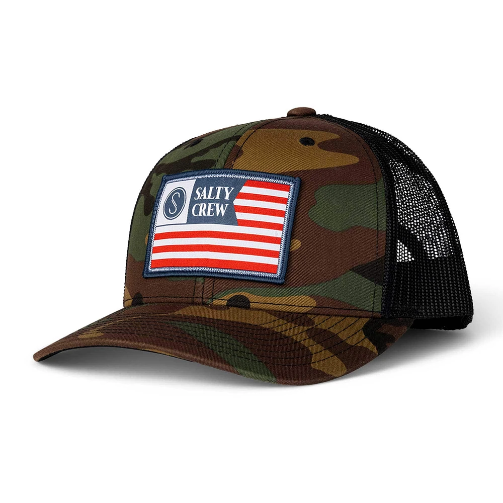 Casquette réglable Salty Crew Camo Freedom Flag Retro Trucker pour hommes