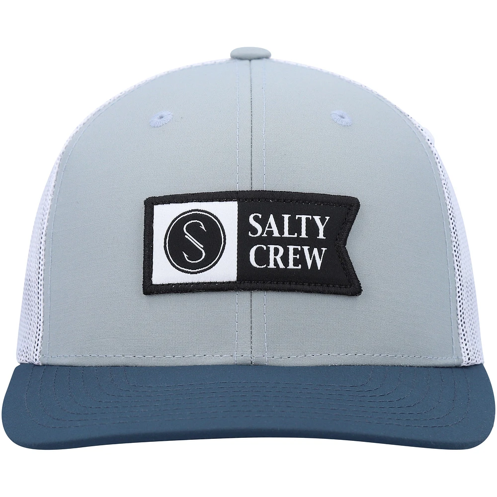 Men's Salty Crew  Gray/Blue Pinnacle 2 Retro Trucker Snapback Hat