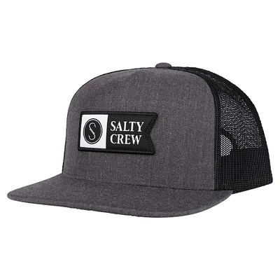 Men's Salty Crew Heather Gray/Black Alpha Twill Trucker Snapback Hat