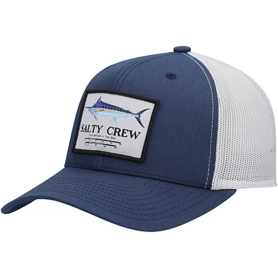 Men's Salty Crew Navy/Silver Marlin Mount Retro Trucker Snapback Hat