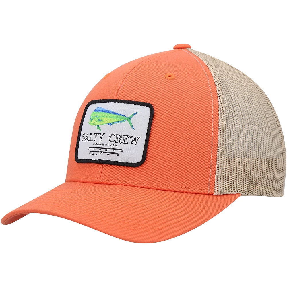 Men's Salty Crew Orange/Khaki Mahi Mount Retro Trucker Snapback Hat