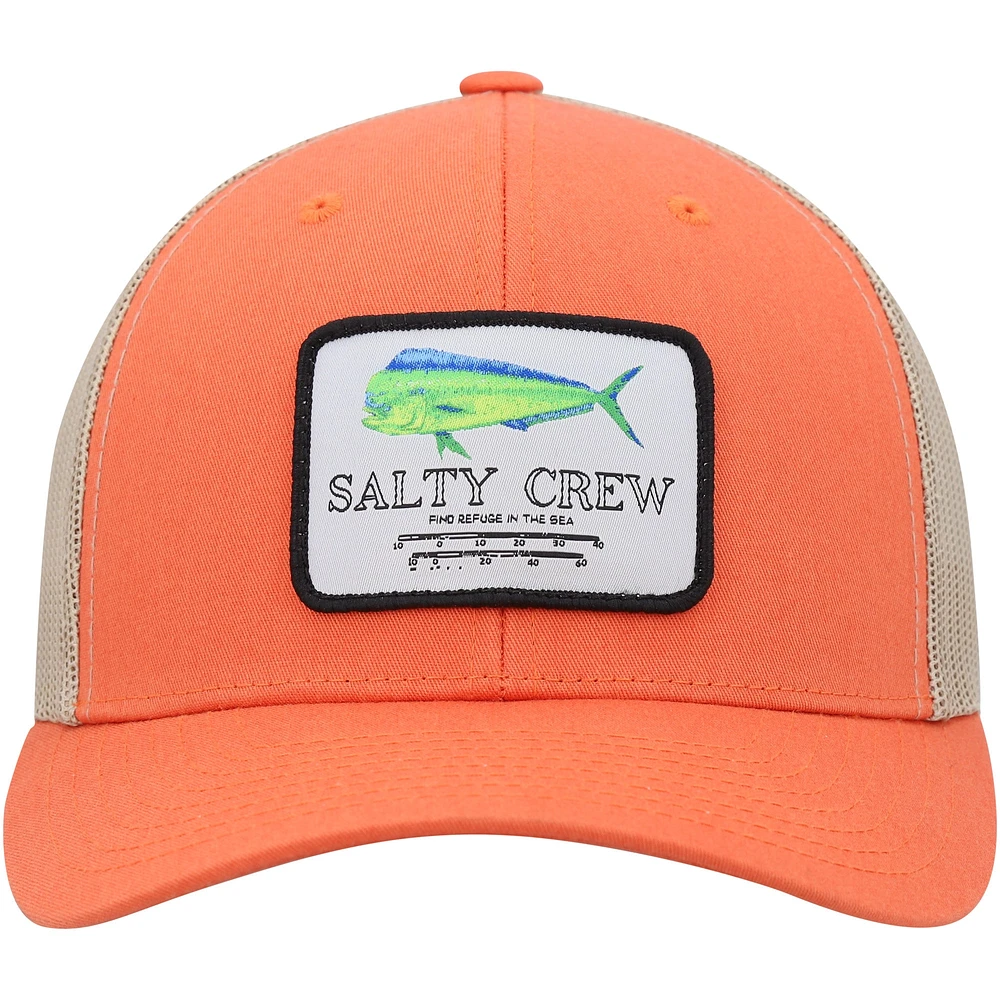 Men's Salty Crew Orange/Khaki Mahi Mount Retro Trucker Snapback Hat