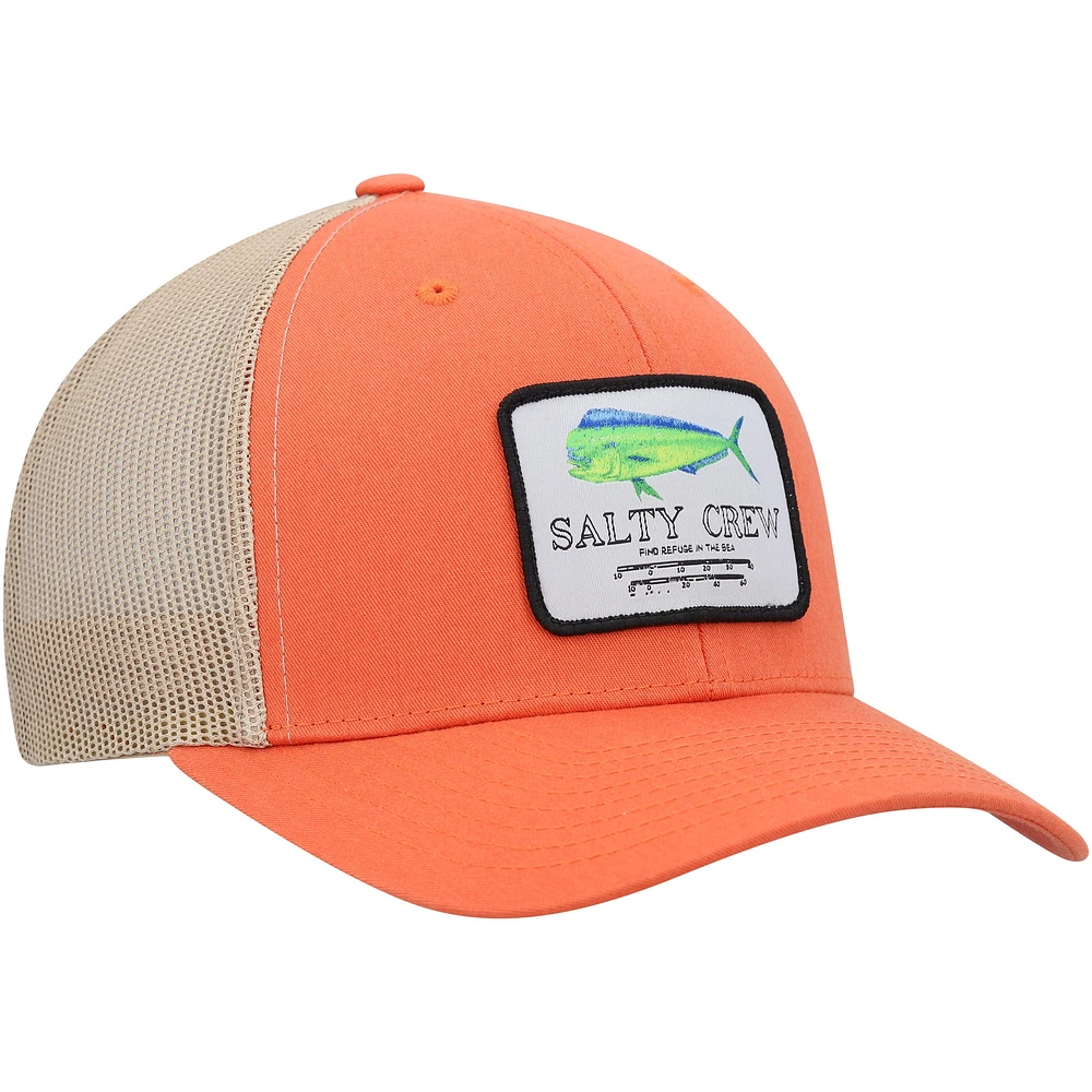 Men's Salty Crew Orange/Khaki Mahi Mount Retro Trucker Snapback Hat