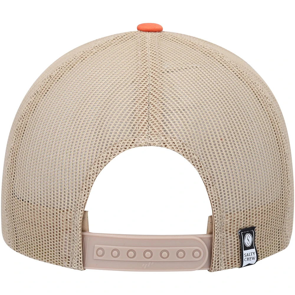 Men's Salty Crew Orange/Khaki Mahi Mount Retro Trucker Snapback Hat