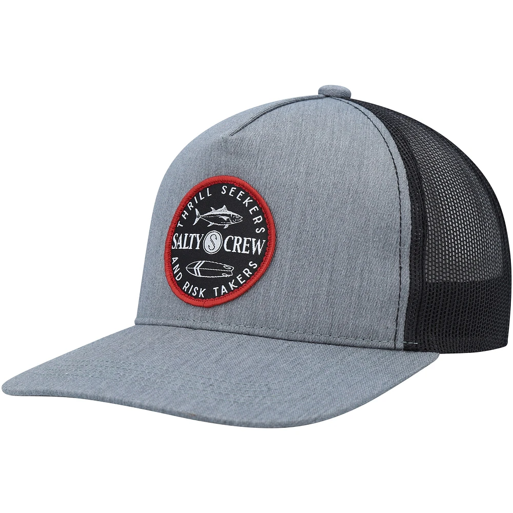 Youth Salty Crew Heather Gray Flip-Flop Trucker Snapback Hat