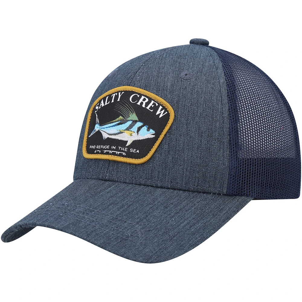 Youth Salty Crew Heather Navy Rooster Retro Trucker Adjustable Hat