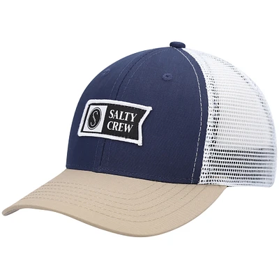 Youth Salty Crew Navy/Tan Pinnacle Retro Trucker Snapback Hat