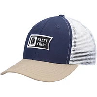 Youth Salty Crew Navy/Tan Pinnacle Retro Trucker Snapback Hat