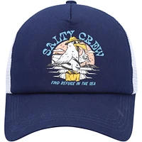 Youth Salty Crew Navy/White Gone Fishing Foamy Trucker Snapback Hat