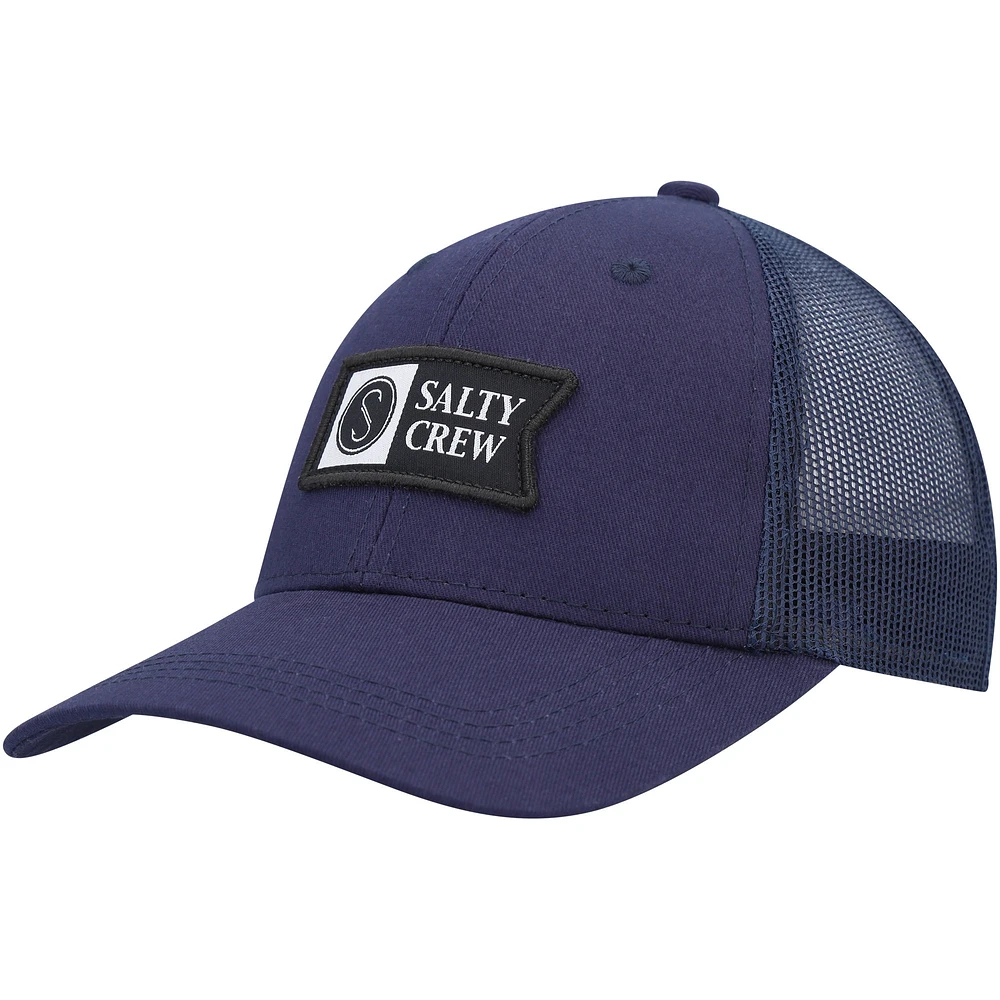 Youth Salty Crew Navy Pinnacle Retro Trucker Snapback Hat