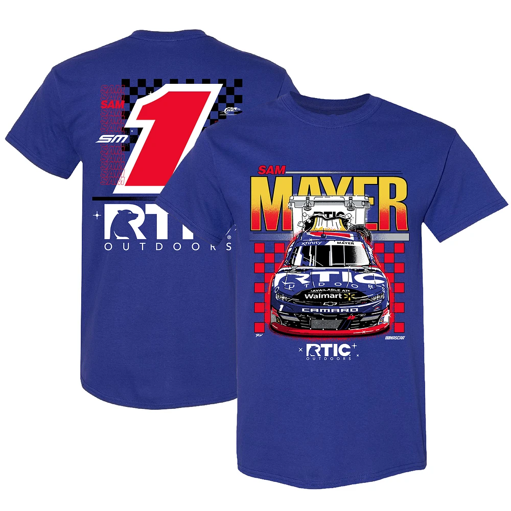 T-shirt bleu Sam Mayer RTIC Car de l'équipe officielle JR Motorsports pour hommes