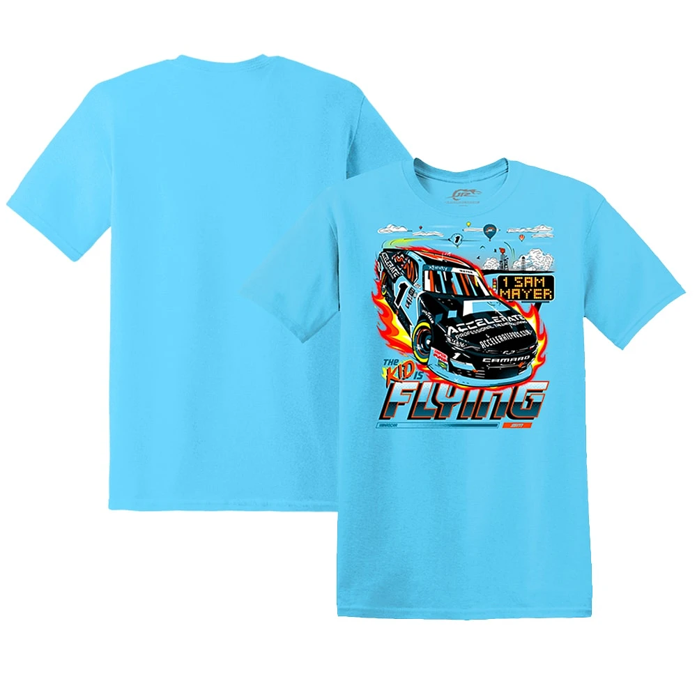 T-shirt Sam Mayer Accelerate Car pour homme JR Motorsports Official Team Apparel bleu poudré