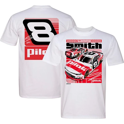 T-shirt officiel de l'équipe JR Motorsports pour homme, blanc, avec le pilote Sammy Smith n° 8