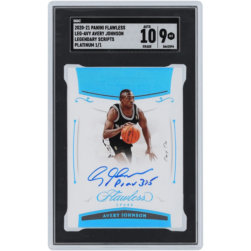 Carte Panini Flawless Platinum 2020-21 autographiée par Avery Johnson des San Antonio Spurs #LEG-AVY #1/1 SGC authentifiée 9/10 avec inscription « Prov 3:5 »