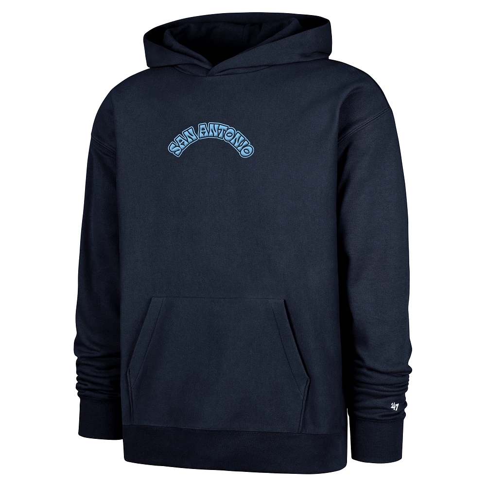 Men's '47  Navy San Antonio Spurs 2024/25 City Edition Double Crossover Foundation Pullover Hoodie