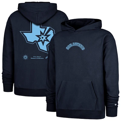 Men's '47  Navy San Antonio Spurs 2024/25 City Edition Double Crossover Foundation Pullover Hoodie
