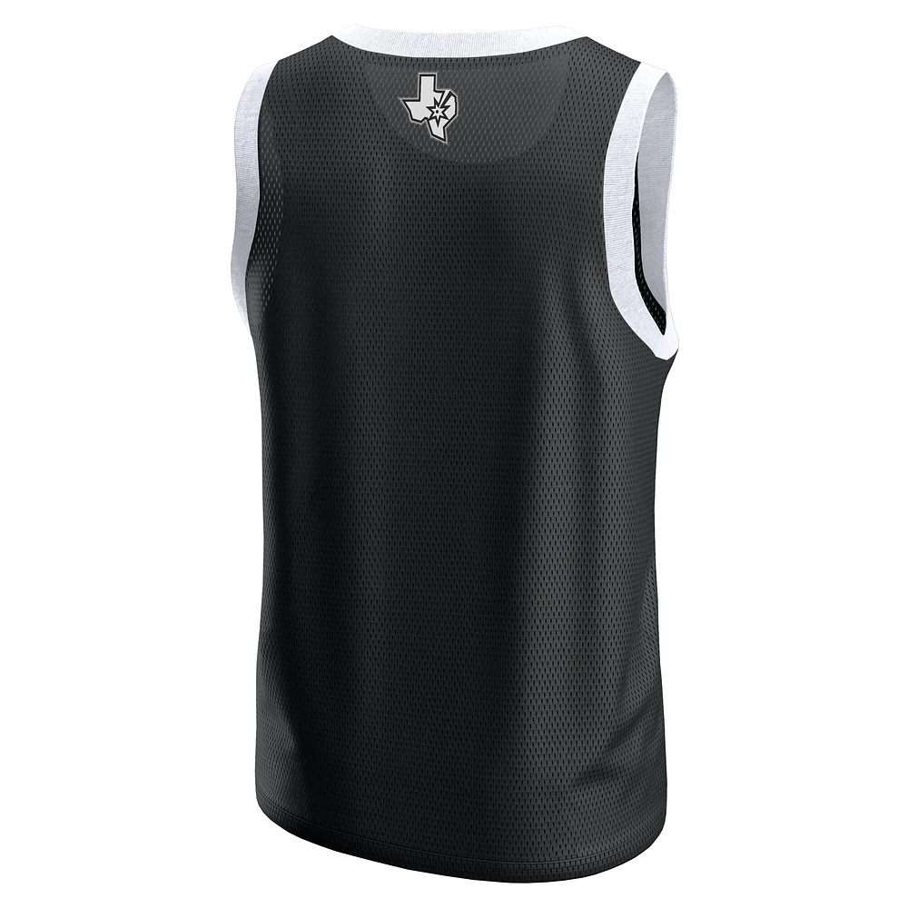 Débardeur en maille noir San Antonio Spurs Fanatics pour homme