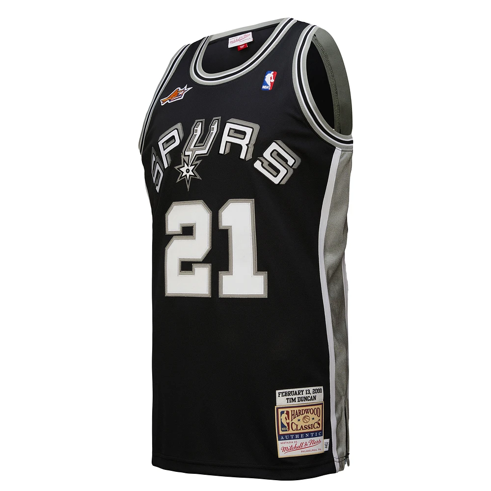 Maillot authentique noir Tim Duncan de Mitchell & Ness pour homme San Antonio Spurs 2000 NBA All-Star Game