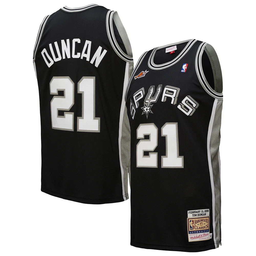 Maillot authentique noir Tim Duncan de Mitchell & Ness pour homme San Antonio Spurs 2000 NBA All-Star Game