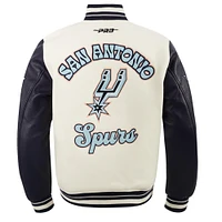 Veste universitaire en laine à fermeture éclair intégrale Pro Standard Cream San Antonio Spurs 2024/25 City Edition pour homme