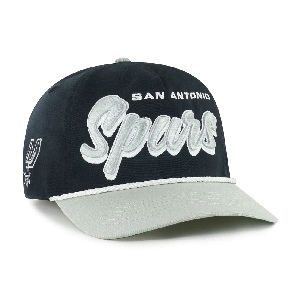 Men's '47 Black/Silver San Antonio Spurs Dropshadow Rope Hitch Adjustable Hat