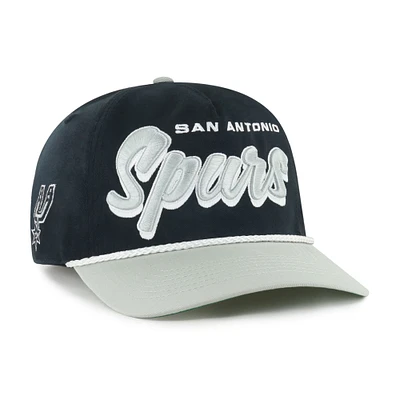 Men's '47 Black/Silver San Antonio Spurs Dropshadow Rope Hitch Adjustable Hat