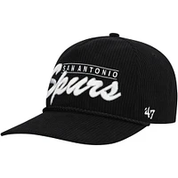 Men's '47  Black San Antonio Spurs Double Header Sidepatch Cord Hitch Adjustable Hat