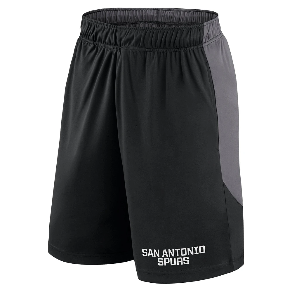 Short de performance noir/gris pour homme des San Antonio Spurs