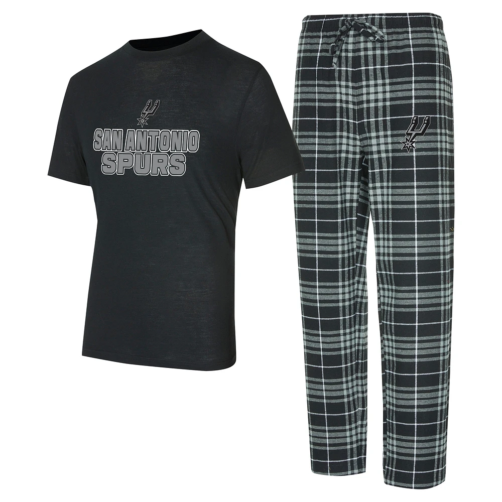 Men's Concepts Sport  Black/Gray San Antonio Spurs Vector T-Shirt & Flannel Pants Sleep Set