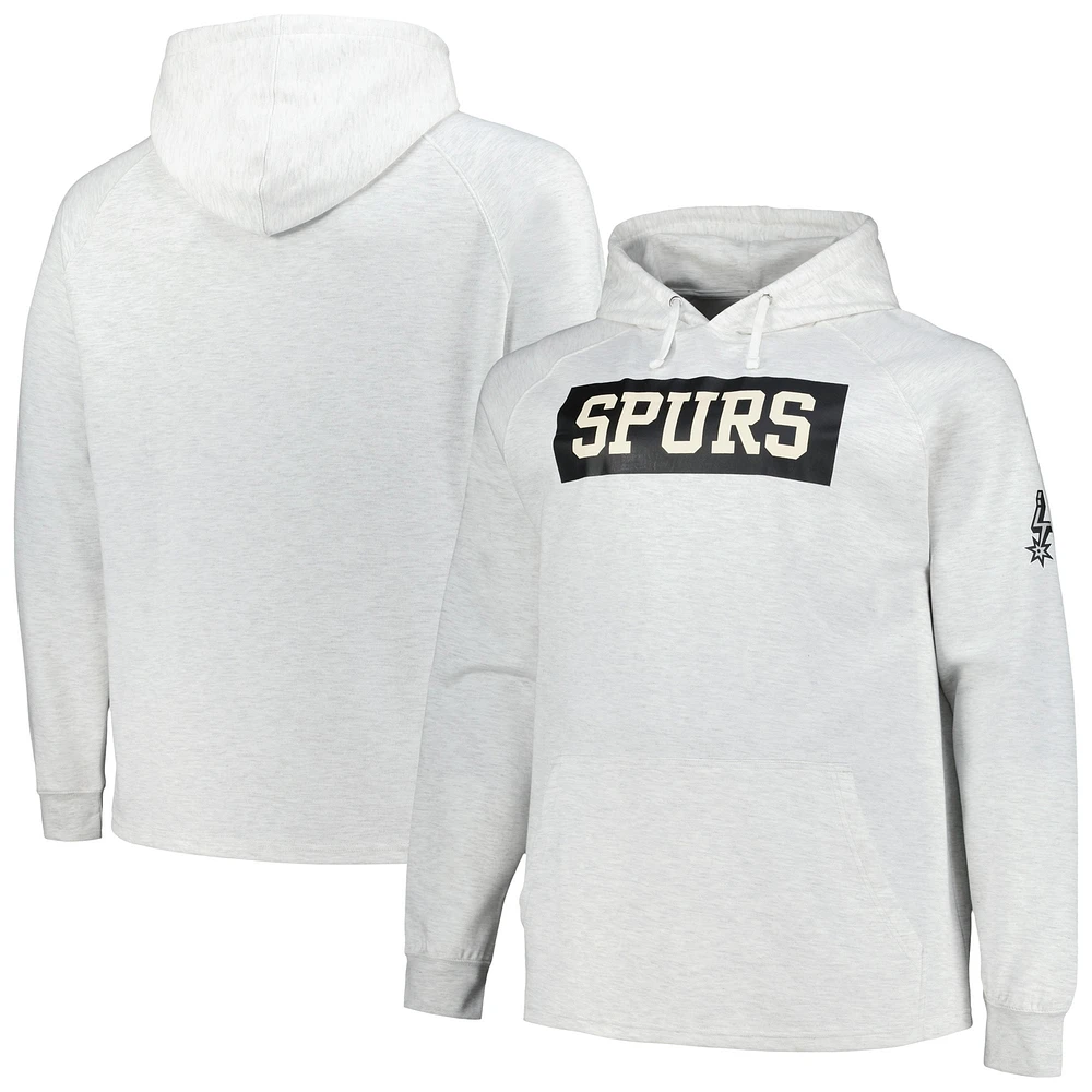 Men's Fanatics Ash San Antonio Spurs Big & Tall Raglan Tri-Blend Pullover Hoodie