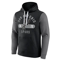 Men's Fanatics Black/Gray San Antonio Spurs Attack Colorblock Pullover Hoodie