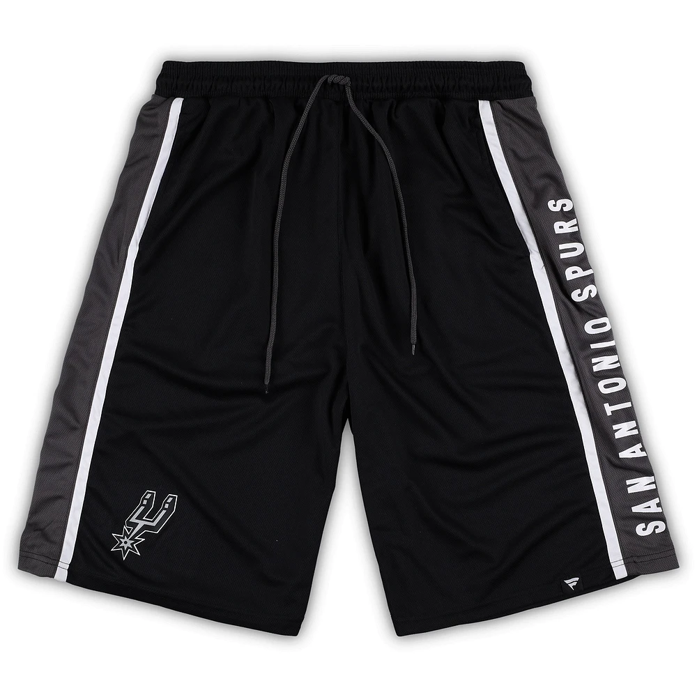 Short en maille emblématique Fanatics pour hommes, noir, San Antonio Spurs, Big & Tall Referee