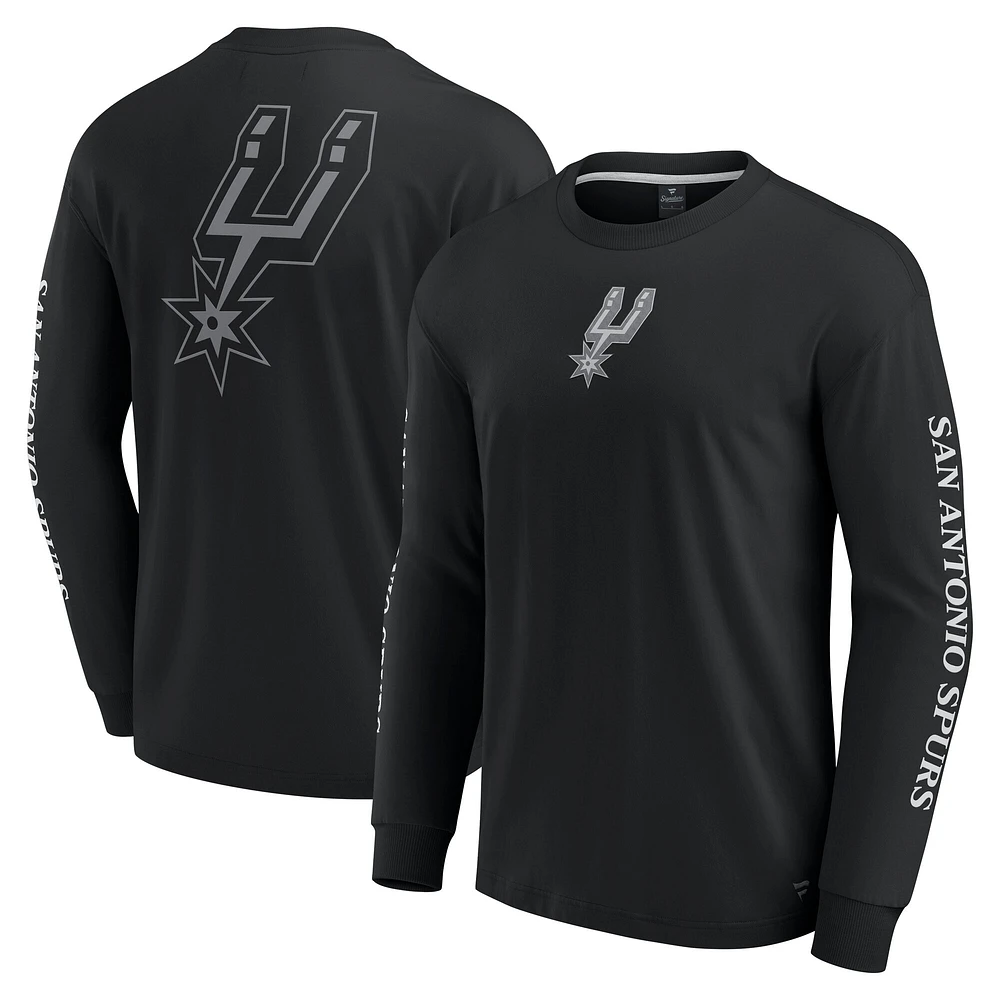 T-shirt à manches longues Fanatics noir San Antonio Spurs Elements Strive pour hommes