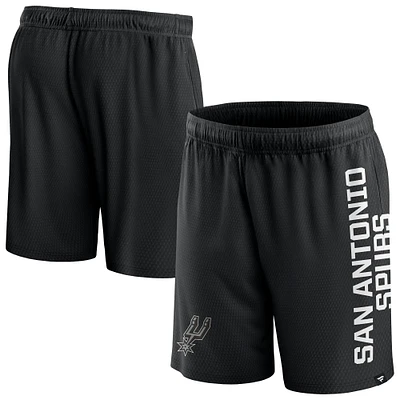 Short en maille Post Up Fanatics noir San Antonio Spurs pour hommes