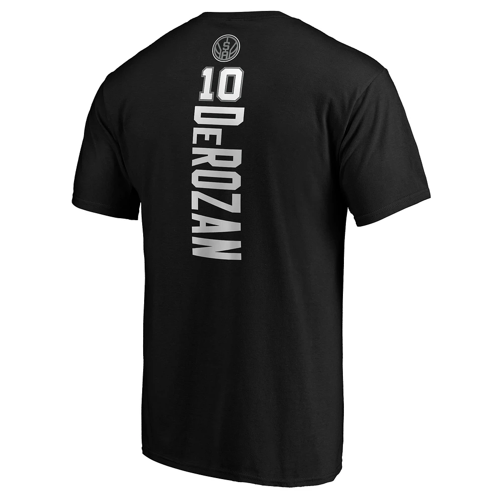 Fanatics pour hommes DeMar DeRozan Noir San Antonio Spurs Playmaker Nom et numéro Logo de l'équipe T-shirt