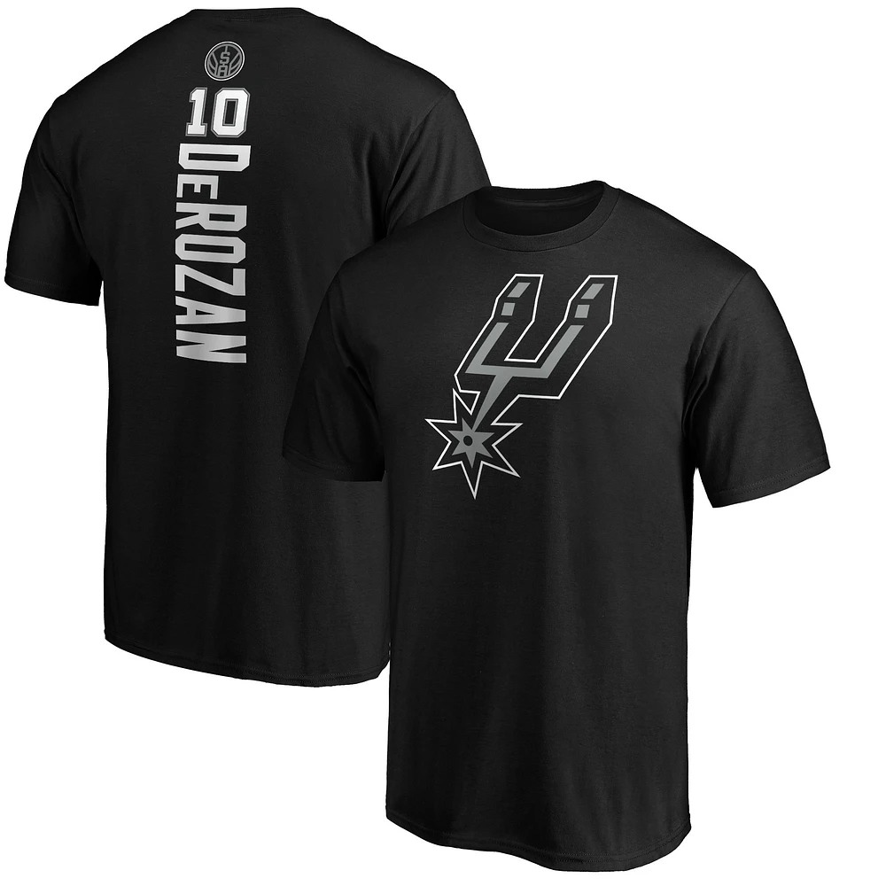 Fanatics pour hommes DeMar DeRozan Noir San Antonio Spurs Playmaker Nom et numéro Logo de l'équipe T-shirt