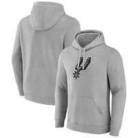 Sweat à capuche avec logo principal Fanatics Heather Grey San Antonio Spurs pour hommes