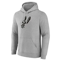 Sweat à capuche avec logo principal Fanatics Heather Grey San Antonio Spurs pour hommes