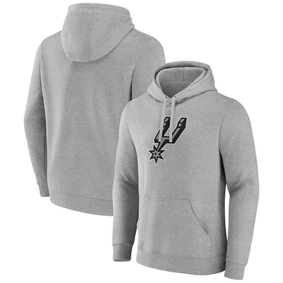 Sweat à capuche avec logo principal Fanatics Heather Grey San Antonio Spurs pour hommes