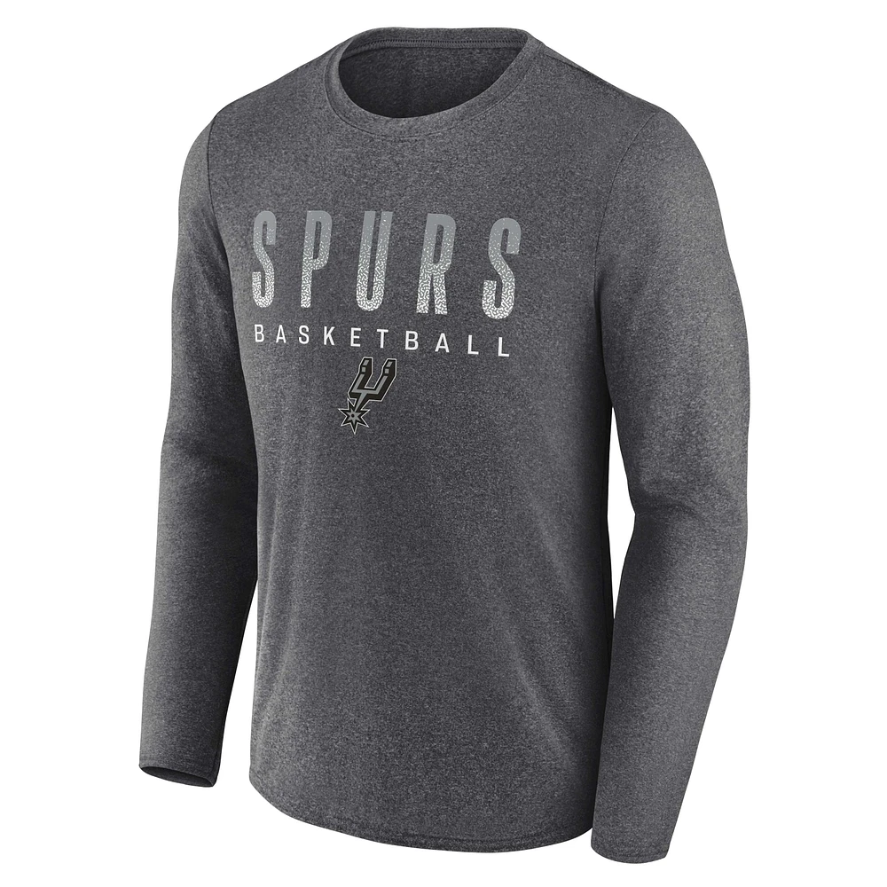 Men's Fanatics Heathered Charcoal San Antonio Spurs Where Legends Play Iconic Practice Long Sleeve T-Shirt