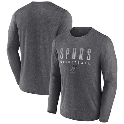 T-shirt à manches longues pour hommes Fanatics Heathered Charcoal San Antonio Spurs Where Legends Play Iconic Practice