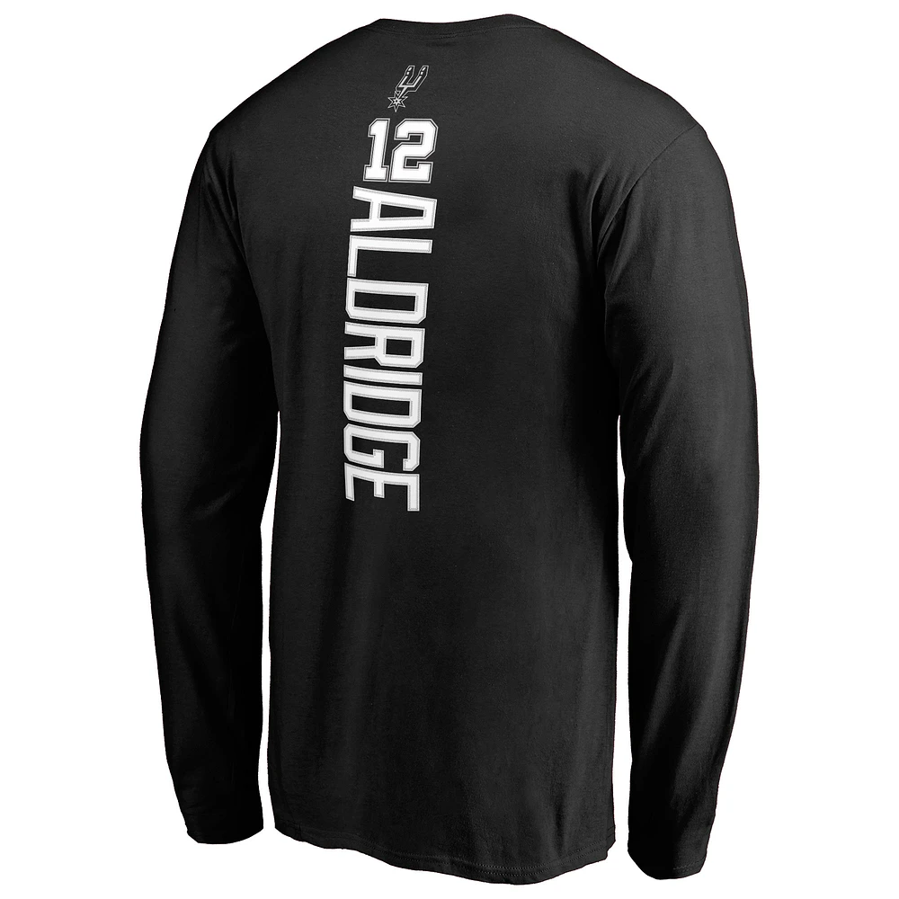 Fanatics pour hommes LaMarcus Aldridge Noir San Antonio Spurs Backer Nom et numéro T-shirt à manches longues