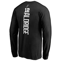 Men's Fanatics LaMarcus Aldridge Black San Antonio Spurs Backer Name & Number Long Sleeve T-Shirt